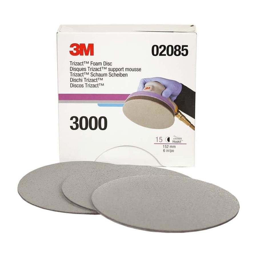 3M Trizact Hookit Foam Abrasive Disc 3000 Grit, 02085, 6 Inch, 15 Discs per Carton