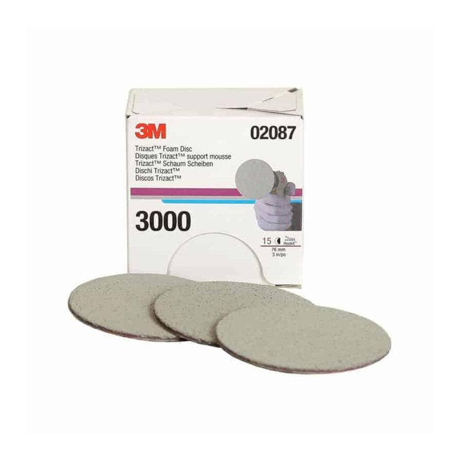 3M Trizact Hookit Foam Abrasive Disc 3000 Grit, 02087, 3 Inch, 15 Discs per Carton