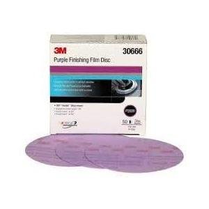 3M Hookit Purple Finishing Film Abrasive Disc 2000 Grit, 30666, 6 Inch, 50 Discs per Carton