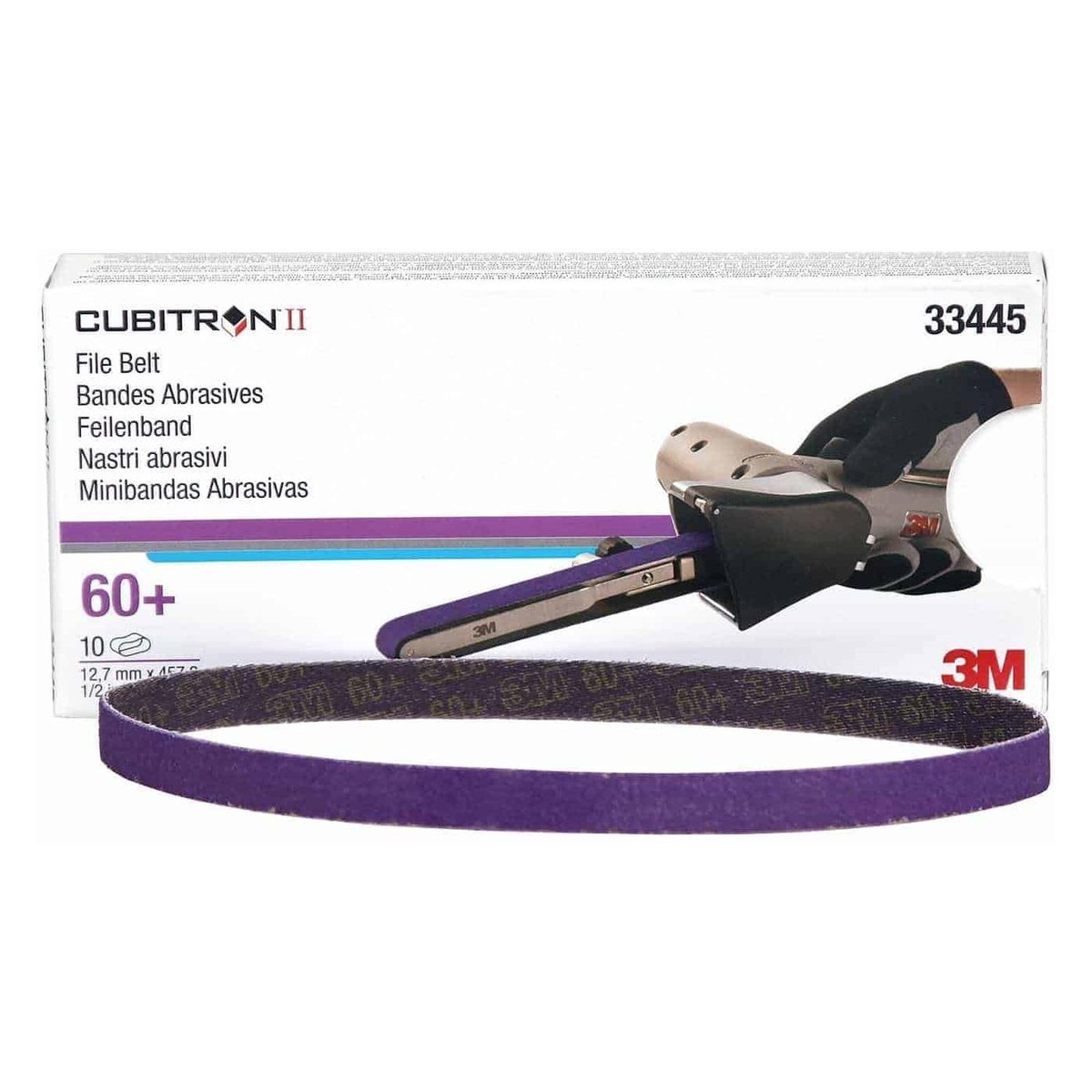 3M Cubitron II File Belt, 33445, 60+, 1/2 in x 18 in (12.7 mm x 457.2 mm), 10 belts per carton