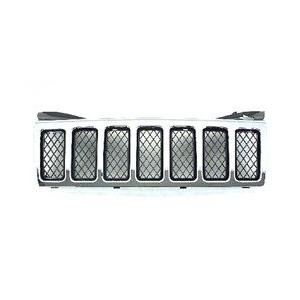 Front Grille Matte-Black with Chrome Frame Mesh Type Overland Model