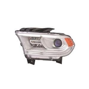 Front Left HeadLamp Composite Halogen Chrome Bezel with LED Daytime Running Lights