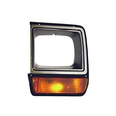 Front Left HeadLamp Door Rectangular Lamp Chrome and Black Includes Amber Lens