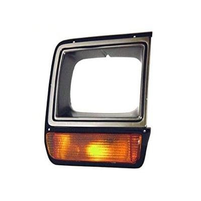 Front Right HeadLamp Door Rectangular Lamp Chrome and Black Includes Amber Lens