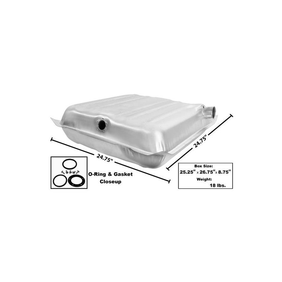 Rear Gas Tank with Fill Vent Tube Square Corner Stainless