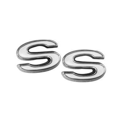 Front SS Fender Emblems Chrome and White 2 Individual Letters