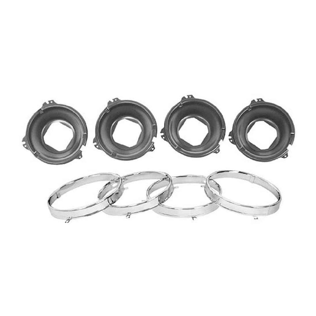 Front HeadLamp Mounting Buckets with Retaining Rings 8 Pieces