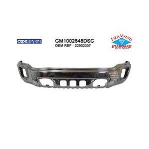 Front Bumper Face Bar Chrome without Park Assist Sensor Holes