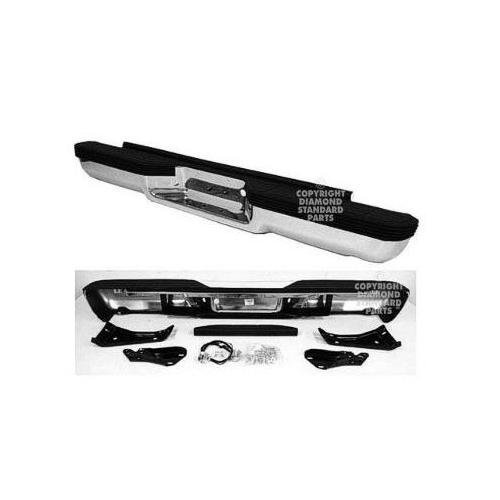 Rear Step Bumper Assembly Chrome for Stepside Models with Impact Strips