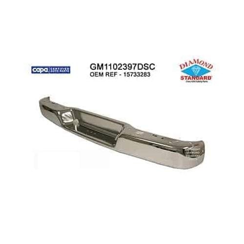 Rear Bumper Face Bar Chrome without Park Assist Sensor Holes