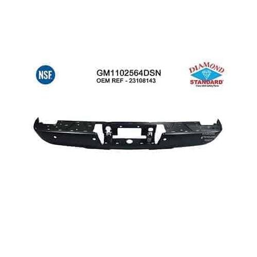 Rear Step Bumper Bar Black without Corner Step with Park Assist Sensor Holes