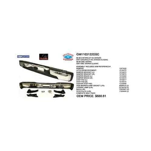 Rear Step Bumper Assembly Chrome for 1500 Series Fleetside Models
