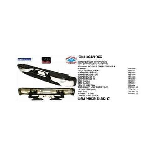 Rear Step Bumper Assembly Chrome for 2500/3500 HD Series for Fleetside Models