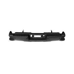 Rear Step Bumper Assembly Black With Corner Step And Park Assist Sensor Holes with Hitch Bar For Dual Rear Wheel Models