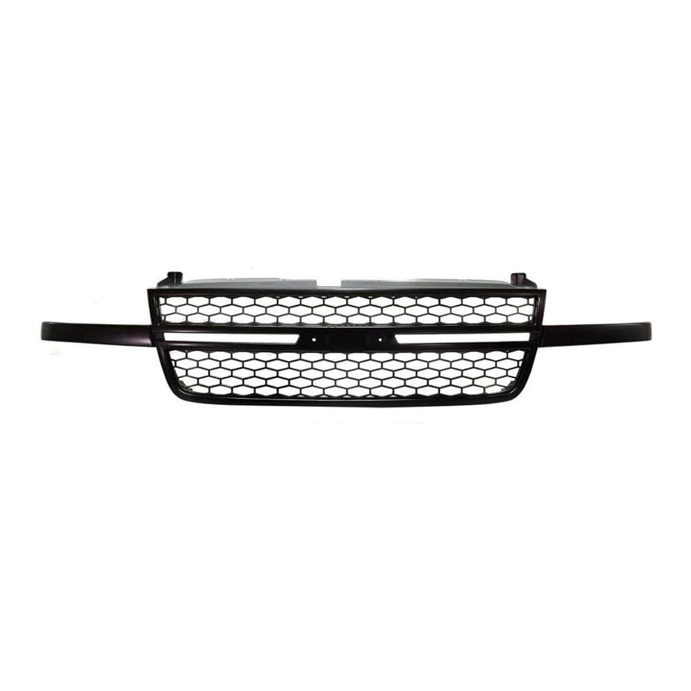 Front Grille Black Frame with Black Honeycomb with Split Center Bar with Black Wings for SS Model