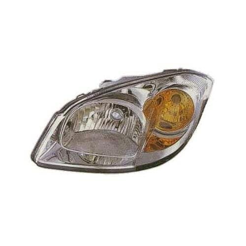 Front Left HeadLamp Assembly Composite without Bracket Clear Bulb with Amber Covered Side Pocket and Bright Chrome Bezel