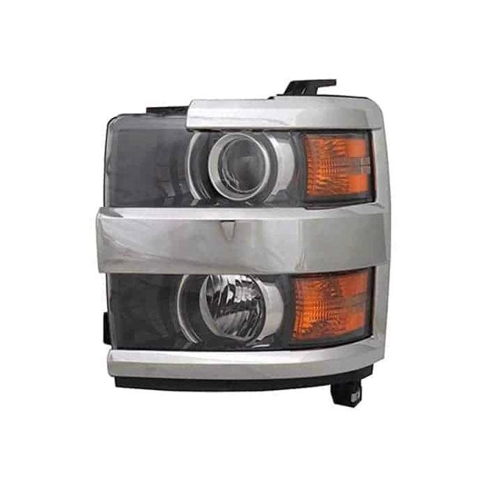 Front Left HeadLamp Assembly Composite Halogen Black Bezel with Chrome Trim