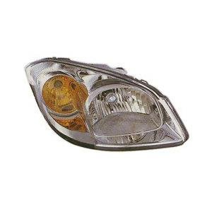 Front Right HeadLamp Assembly Composite without Bracket Clear Bulb with Amber Covered Side Pocket and Bright Chrome Bezel
