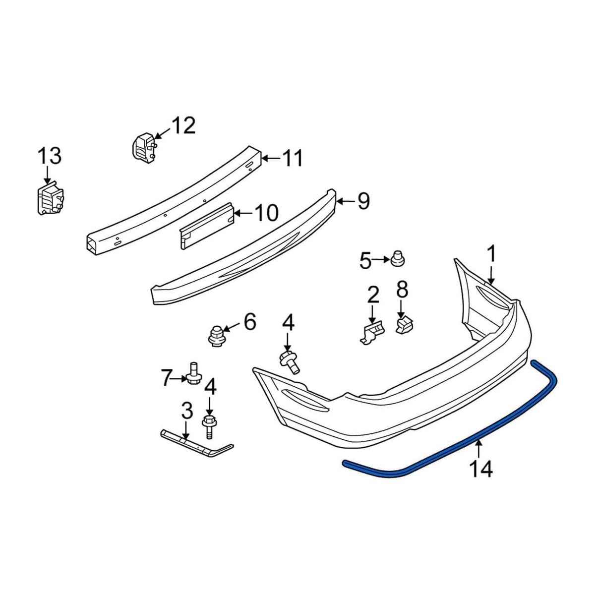 Rear Bumper Cover Center Chrome Molding