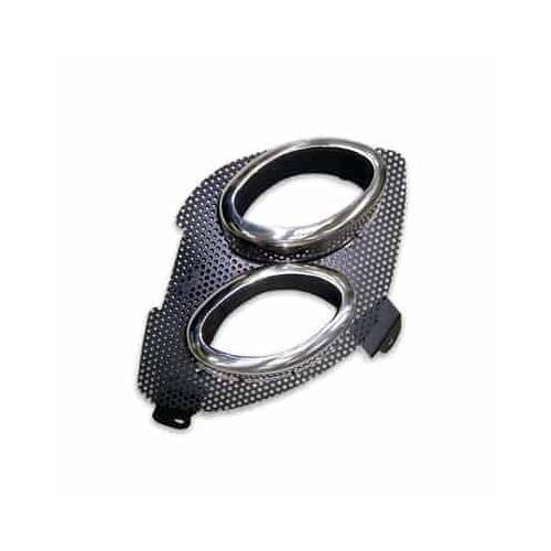Rear Left Bumper Exhaust Hole Mesh Style Insert with 2 Chrome Rings