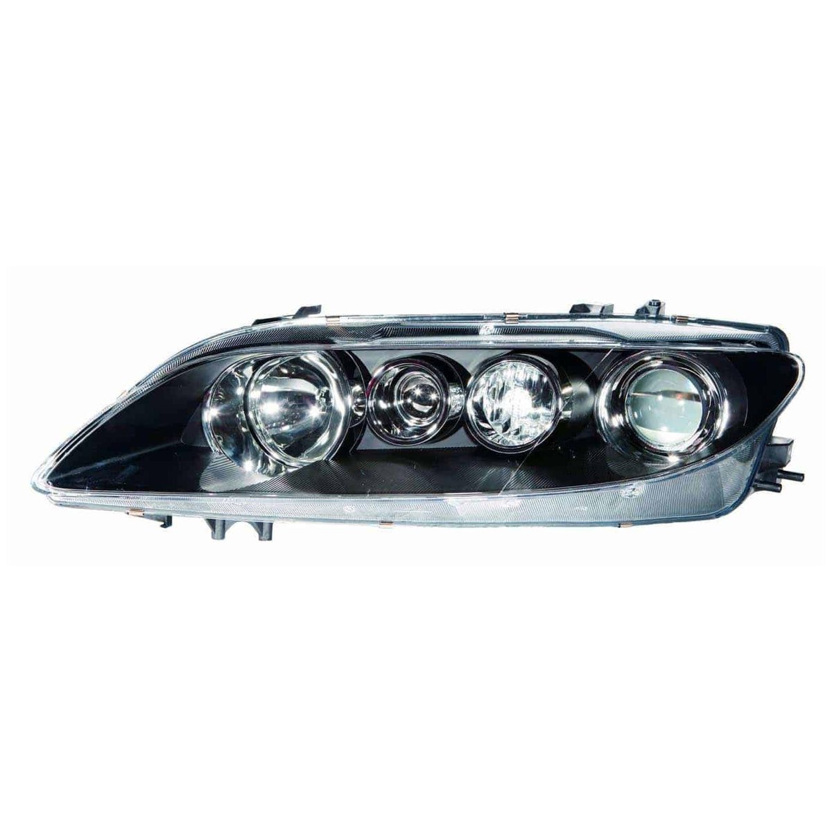 Front Left HeadLamp Composite Sport Type Halogen with Clear Lens and Black Bezel