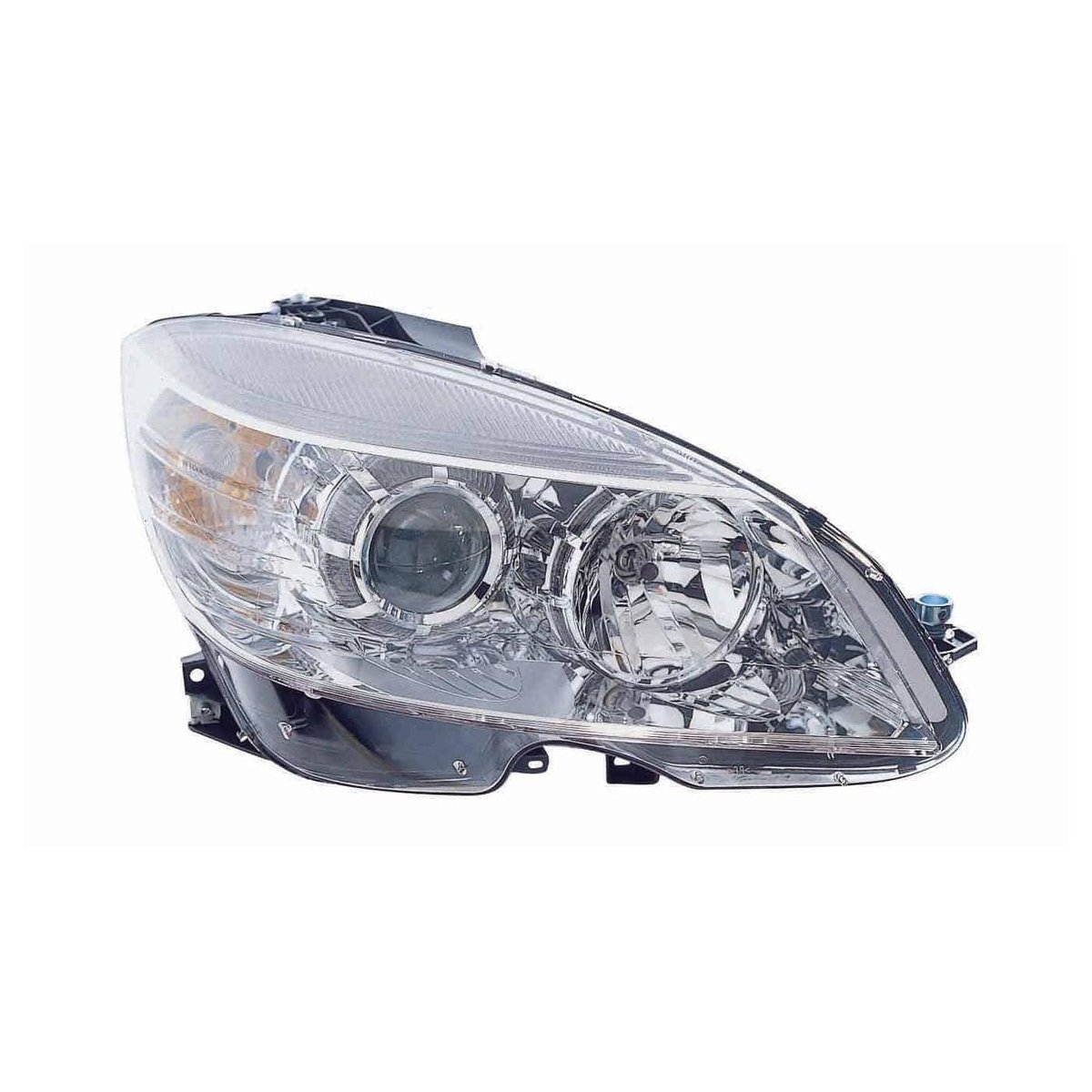 Front Right HeadLamp Composite W204 Halogen Chrome Bezel
